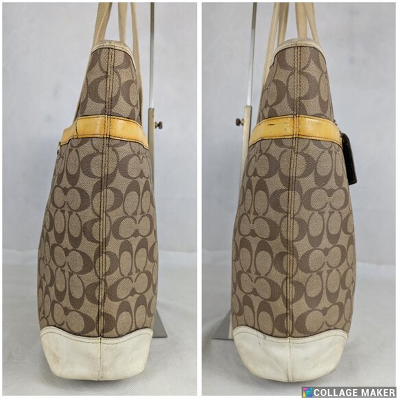 Vintage Coach Heritage Stripe Tattersall Signature Brown/Beige Handbag - Picture 6 of 16